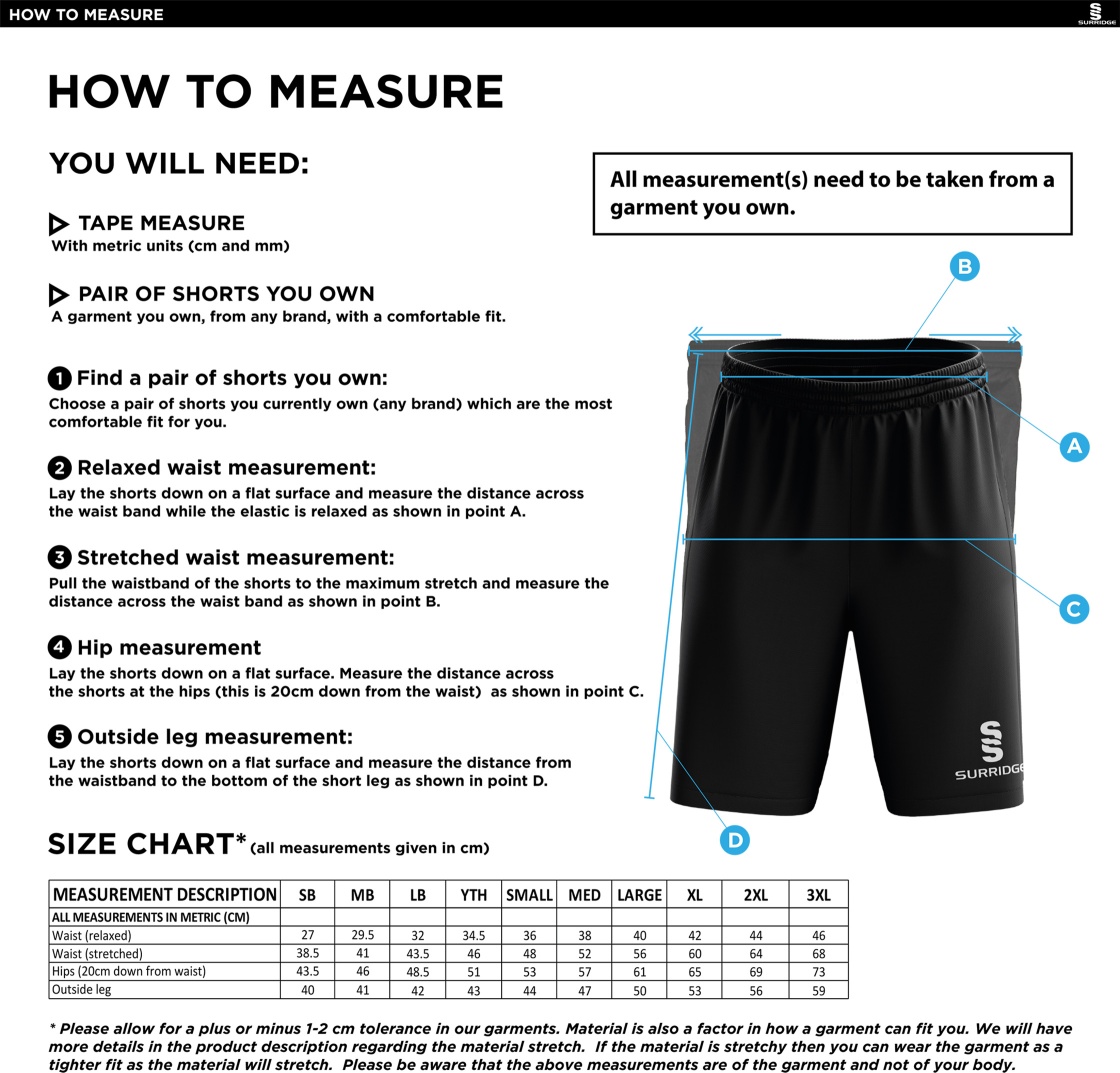 South Hampstead CC - Ripstop Short - Size Guide