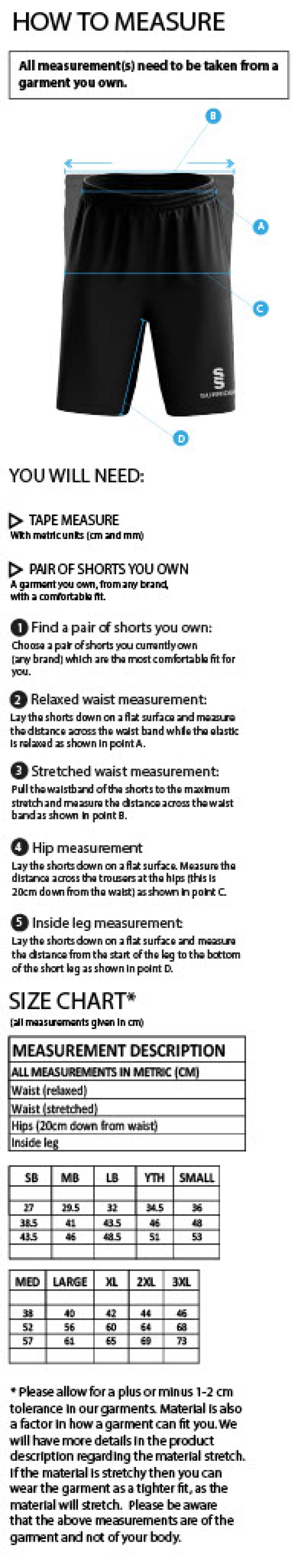 South Hampstead CC - Women's Ripstop Short - Size Guide
